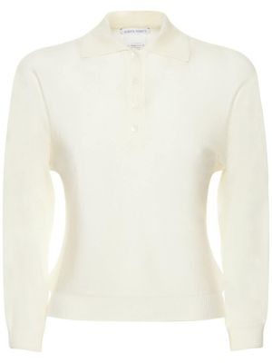 Вълнена поло тениска Alberta Ferretti бяло