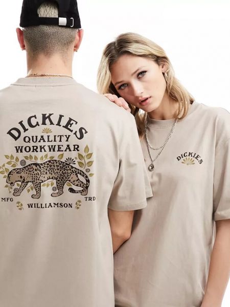 Тигровая футболка с принтом Dickies бежевая