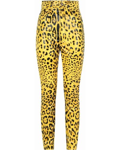 Pantalones con estampado leopardo Dolce & Gabbana amarillo