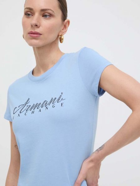 Koszulka bawełniana Armani Exchange niebieska