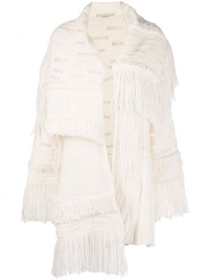 Aszimmetrikus kabát rojtokkal Stella Mccartney fehér