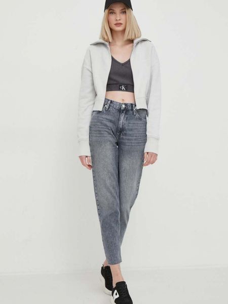 Bluza rozpinana z nadrukiem Calvin Klein Jeans szara