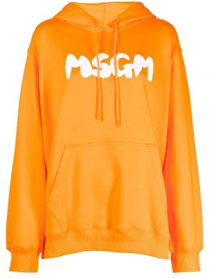 Raštuotas džemperis su gobtuvu oversize Msgm oranžinė