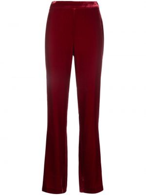 Sametové rovné kalhoty Boutique Moschino červené