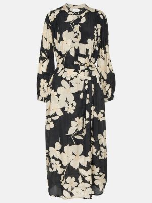 Rochie midi de catifea cu model floral Velvet negru