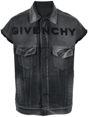 Denim jakna z vezenjem brez rokavov Givenchy črna