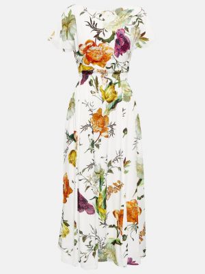 Платье миди в цветочек с принтом из крепа Erdem