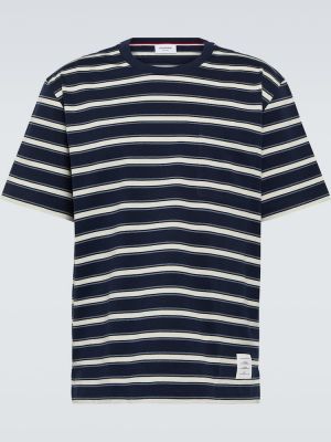 Džerzej pruhované bavlnené tričko Thom Browne modrá