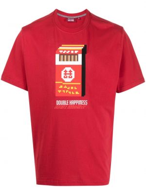 Kokvilnas t-krekls ar apdruku Mostly Heard Rarely Seen 8-bit sarkans