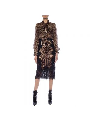 Falda midi de cintura alta Dolce & Gabbana negro
