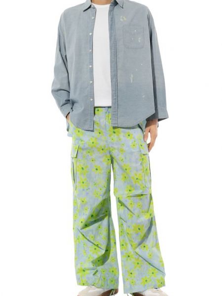 Хлопковые брюки карго Marni зеленые