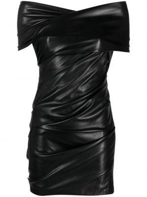 Sukienka wieczorowa skórzana drapowana Philosophy Di Lorenzo Serafini czarna