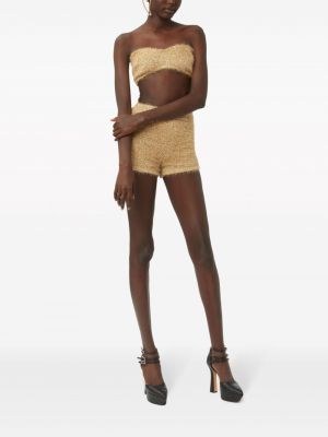 Shorts taille haute en tweed Nina Ricci beige