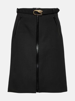 Mini spódniczka wełniana Gucci czarna