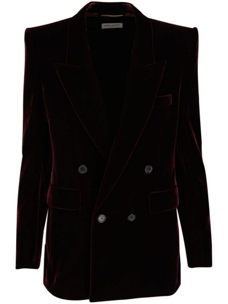 Velour dobbeltradet blazer Saint Laurent rød