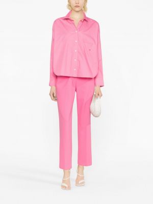 Bavlněná košile s výšivkou Victoria Beckham růžová