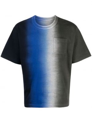 Batikované bavlněné tričko s potiskem Sacai modré