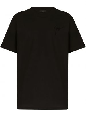 Βαμβακερή μπλούζα με στρογγυλή λαιμόκοψη Giuseppe Zanotti μαύρο