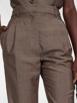 Moherowe proste spodnie wełniane Joseph brązowe