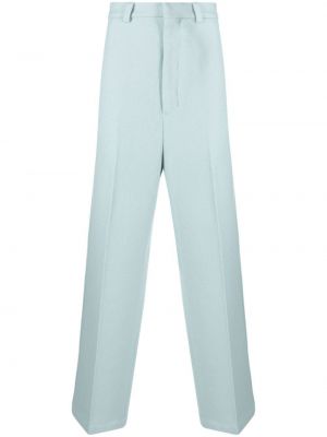 Vlněné rovné kalhoty relaxed fit Ami Paris modré