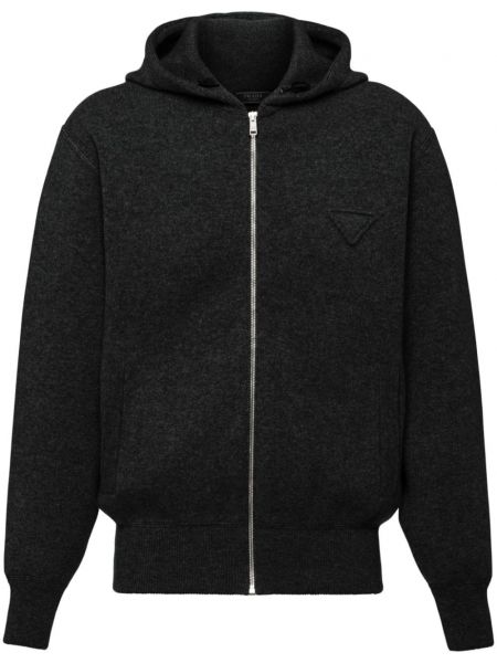 Sweat-shirt long en cachemire fermeture éclair en tricot Prada noir