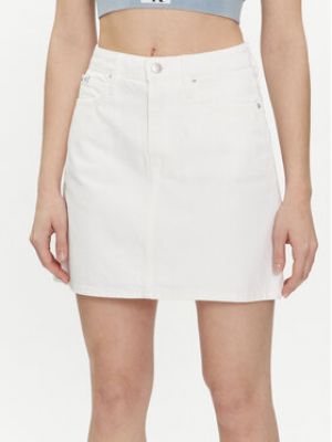 Džínová sukně Calvin Klein Jeans bílé
