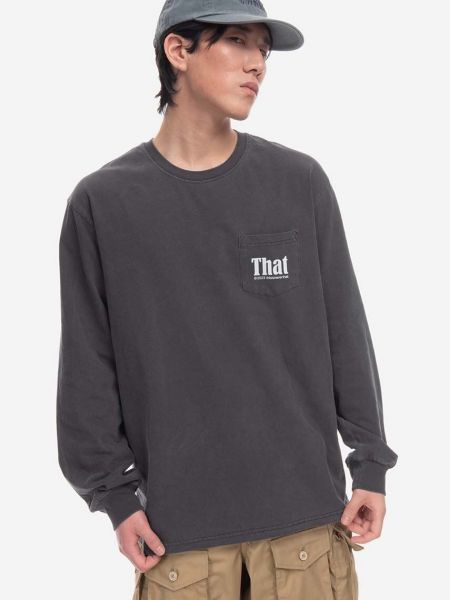 Bavlněné tričko s dlouhým rukávem s potiskem s dlouhými rukávy Thisisneverthat šedé