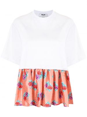 Floral t-skjorte Msgm hvit