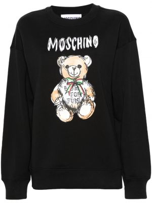 Raštuotas medvilninis džemperis Moschino juoda