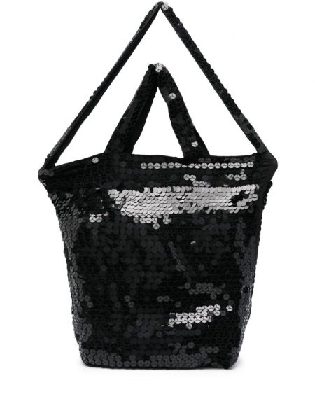 Flitrovaná nákupná taška P.a.r.o.s.h. čierna