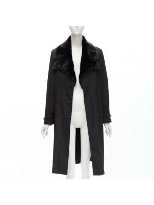 Jedwabny płaszcz retro Fendi Vintage czarny