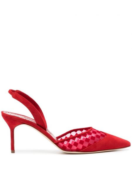 Полуотворени обувки с отворена пета Manolo Blahnik червено