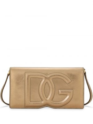 Kožna torbica Dolce & Gabbana zlatna