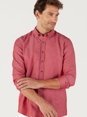 Βαμβακερό πουκάμισο με κουμπιά σε στενή γραμμή Ac&co / Altınyıldız Classics μπορντό