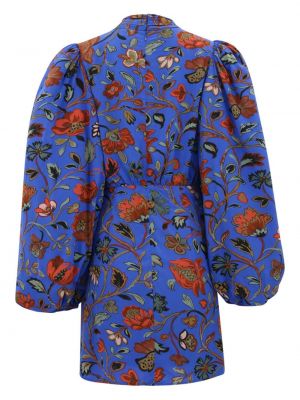 Sukienka koktajlowa w kwiatki z nadrukiem Rhode niebieska