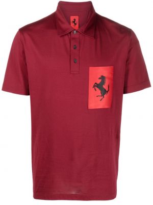 Bombažna polo majica s potiskom Ferrari rdeča