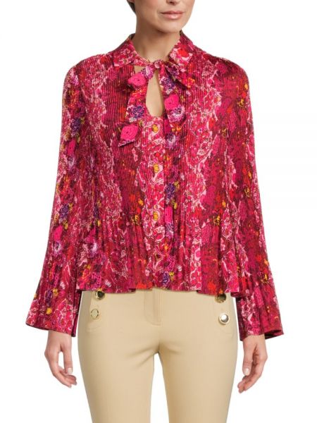 Плиссированная блузка в цветочек с принтом Derek Lam 10 Crosby красная