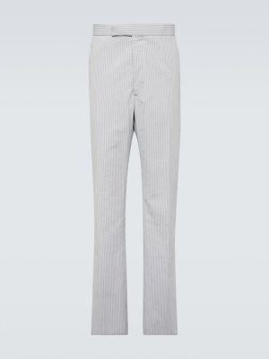 Pantalon chino taille basse en coton à rayures Thom Browne gris