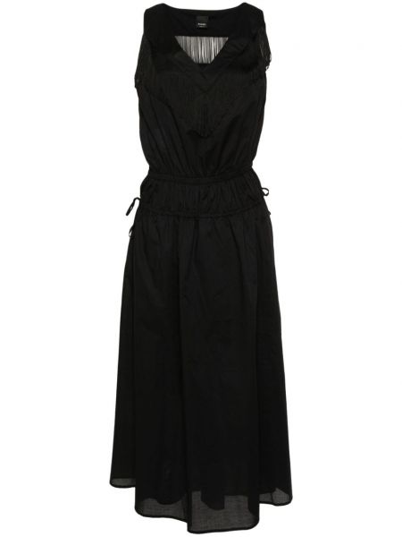 Βαμβακερή μίντι φόρεμα με κρόσσια Pinko μαύρο