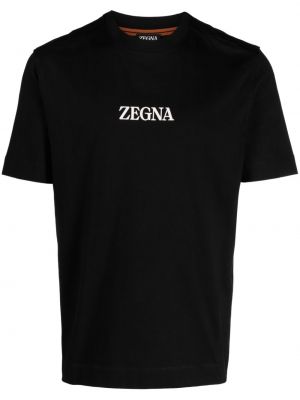Koszulka bawełniana z nadrukiem Zegna czarna