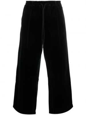 Sametové kalhoty relaxed fit Y-3 černé