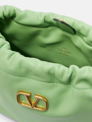 Dabīgās ādas clutch somiņa Valentino Garavani zaļš
