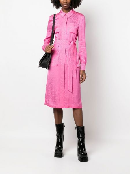 Seiden hemdkleid mit print Moschino pink
