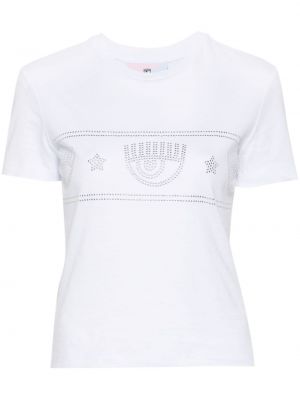 Памучна тениска с шипове Chiara Ferragni бяло