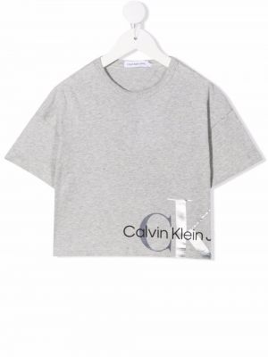 Bomull t-skjorte for jenter Calvin Klein Kids grå