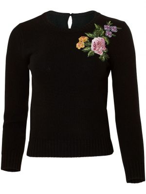 Maglione a fiori Carolina Herrera nero