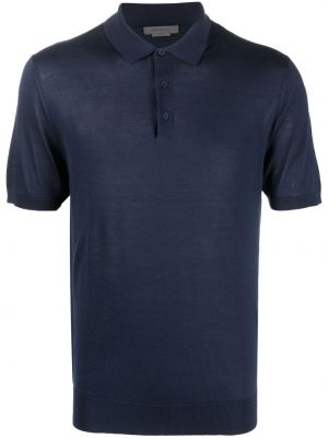 Копринена поло тениска Corneliani синьо