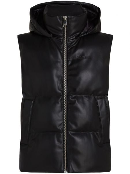 Gilet matelassé en cuir Karl Lagerfeld noir