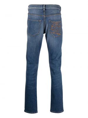 Siuvinėtos skinny fit džinsai Roberto Cavalli mėlyna