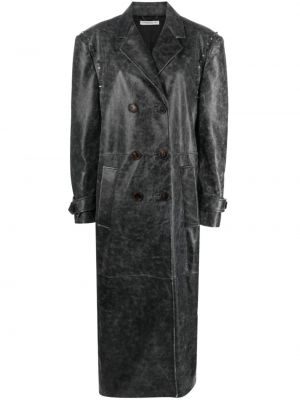 Kožený kabát Alessandra Rich šedý